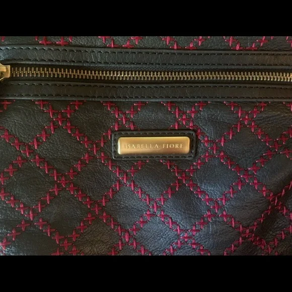 Isabella Fiore black leather embroidered large bag - Picture 4 of 13